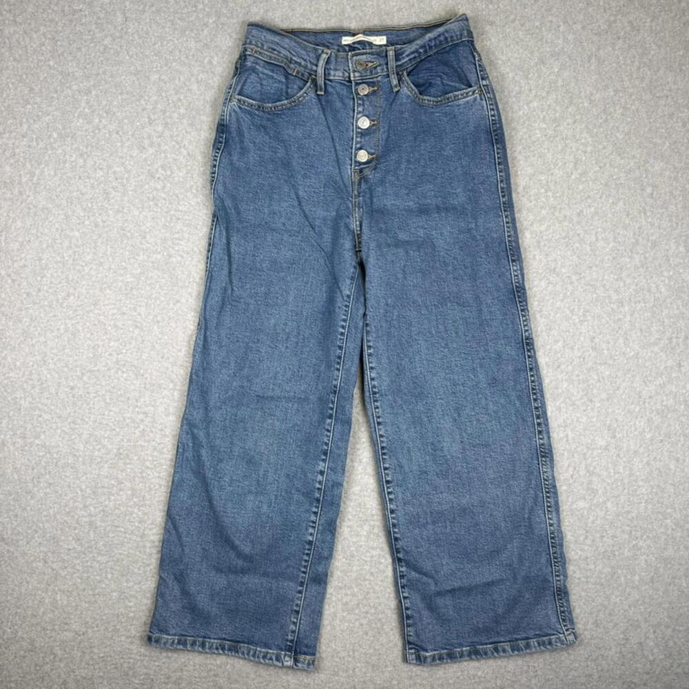 Levi's Women's Size 27 Blue Mile High Wide Leg Cropped Button Fly Jeans